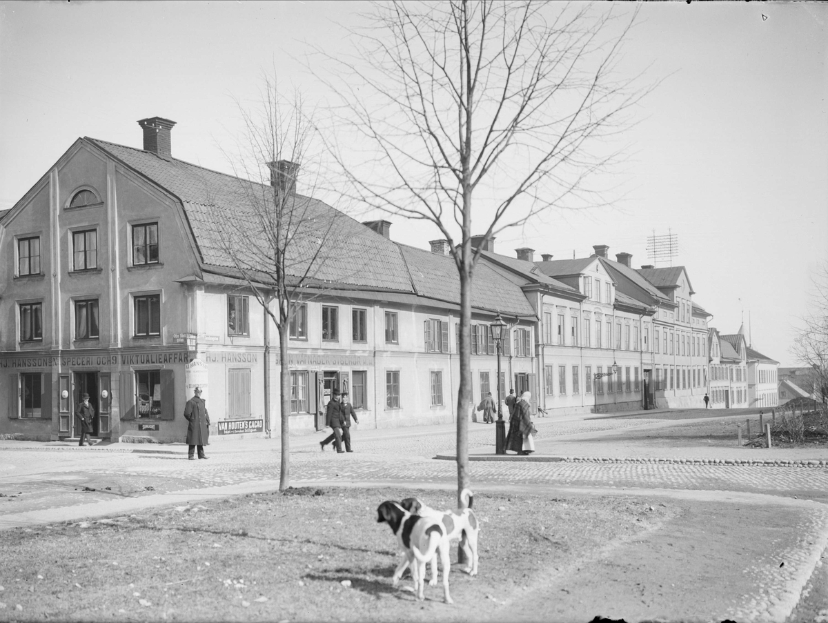 Alfred Dahlgren, S:t Olofsgatan mot nordöst från Övre Slottsgatan, kvarteret Rosenberg, Fjärdingen, Uppsala 1901 - 1902