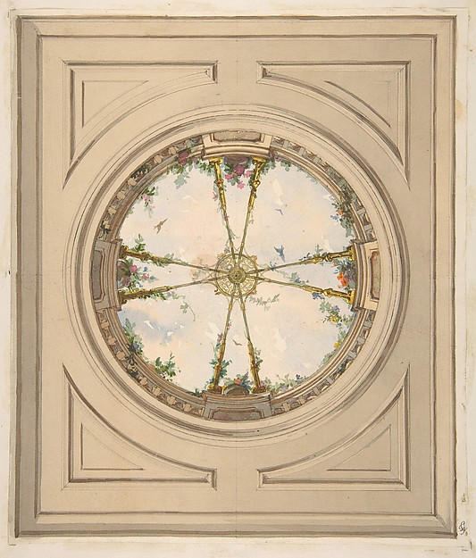 Jules-Edmond-Charles Lachaise, Design for a ceiling painted with clouds and trellis work