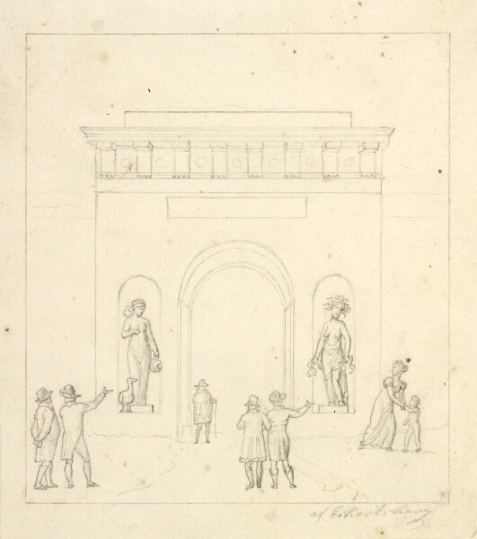 C.W. Eckersberg, En triumfbue i forgrunden staffagefigurer