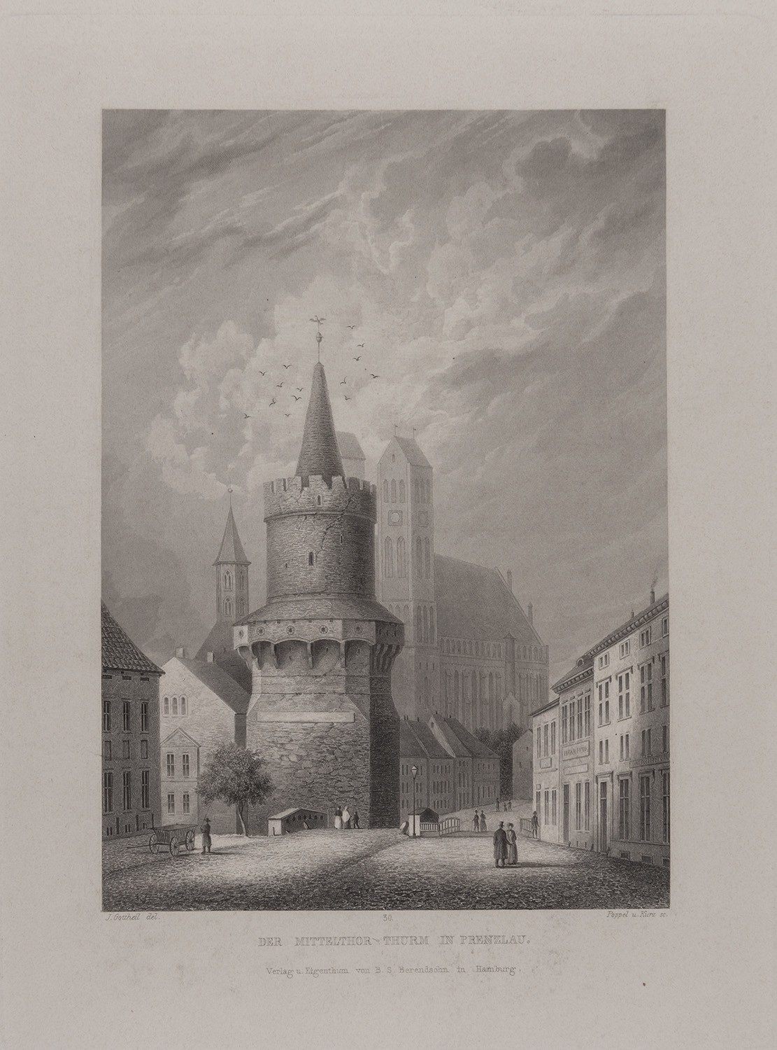B. S. Berendsohn (Hamburg), Prenzlau: Mitteltorturm von Westen (Brandenburgisches Album, Blatt 30)