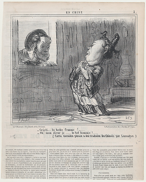 Honoré Daumier, Cristi!...la belle femme!..., from En Chine, published in Le Charivari, December 25, 1858