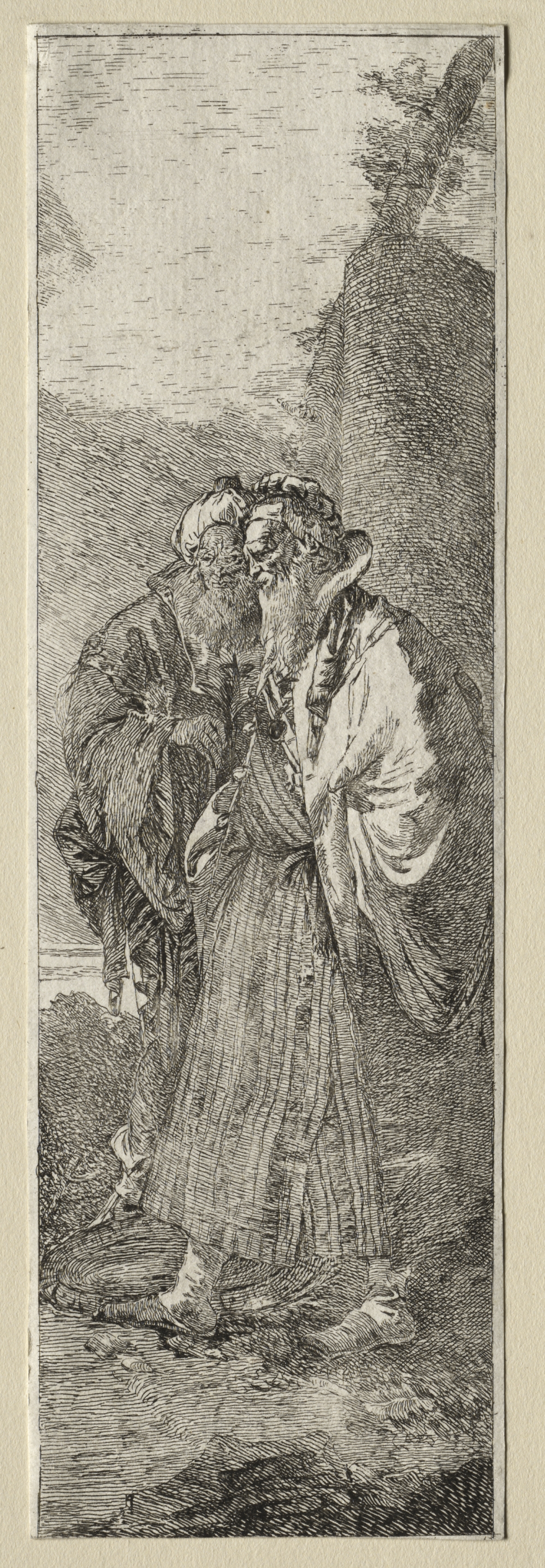 Giovanni Domenico Tiepolo, Two Old Men in a Landscape