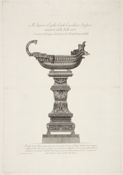 Giovanni Battista Piranesi, Trireme i marmor på en ornamenteret sokkel