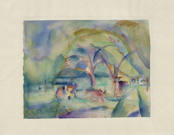 Ervin Bossanyi, Figures in a landscape, St. Brieuc