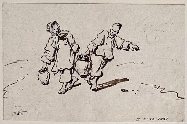 George Chinnery, Two Chinese figures carrying a jar