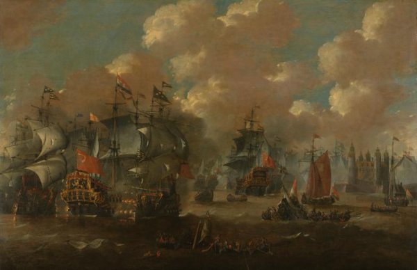 anonymous, The Battle of the Sound with the Eendracht Engaging Two Swedish Warships, 1658