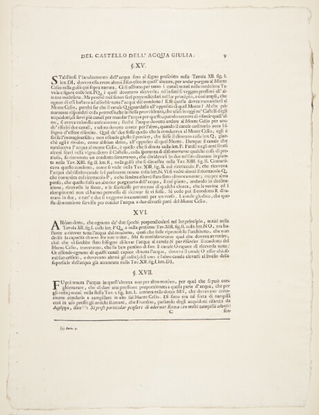 Giovanni Battista Piranesi, Acqua Giulia-fontænen. Tekstblad