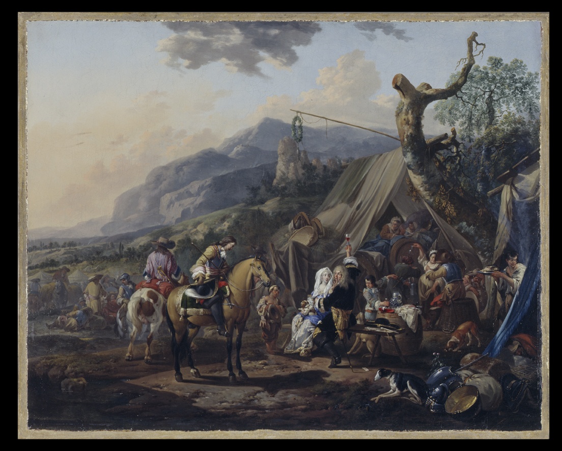 Johann Heinrich Roos, Marketenderszene im Krieg