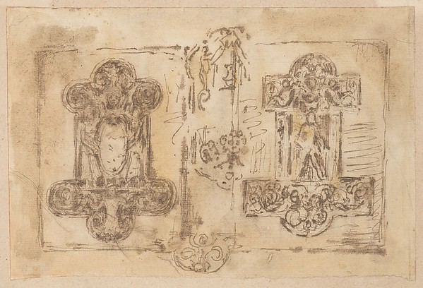 Anonymous, French, 19th century, Two designs for ornamental plaques