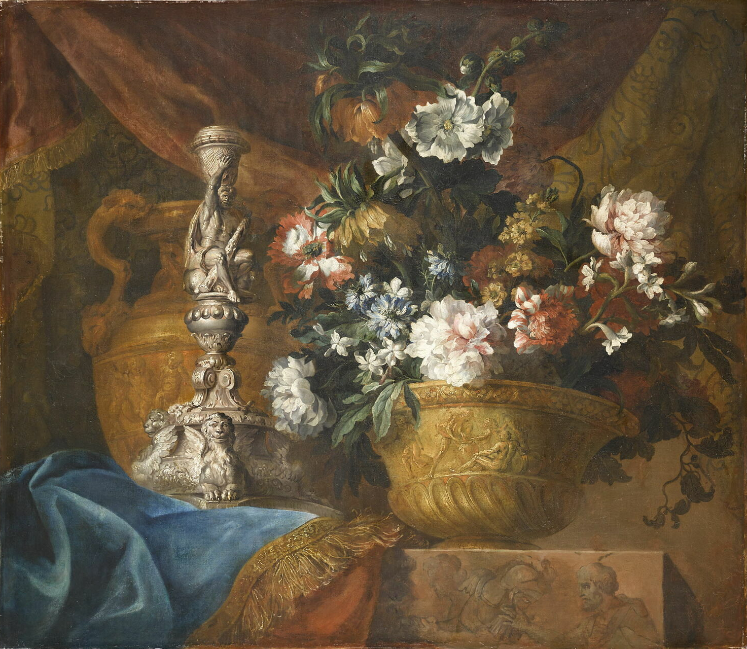 Jean-Baptiste Monnoyer, Gold vase with flowers