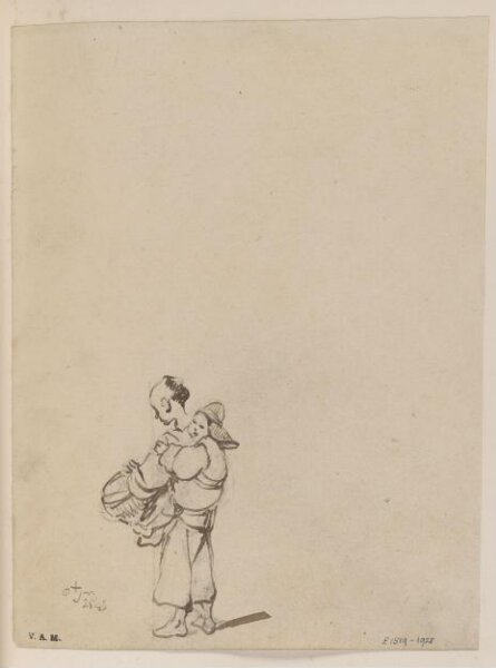 George Chinnery, A Chinese figure carrying a child and a basket