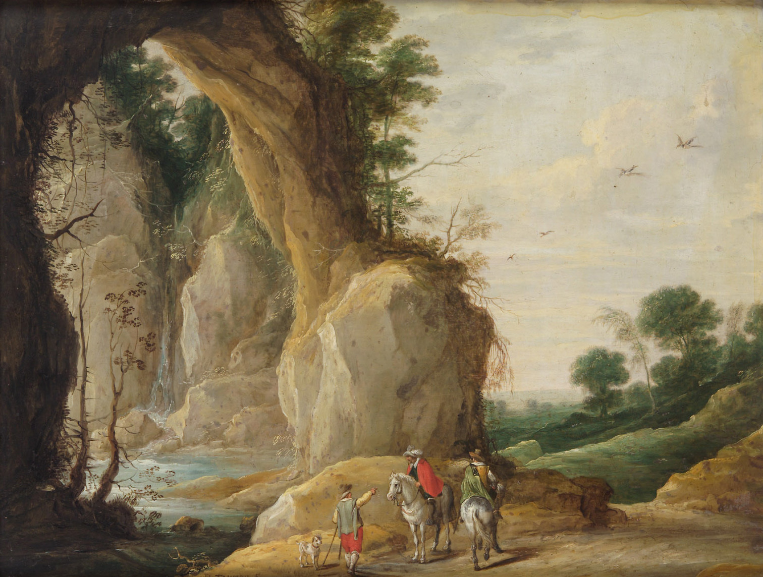 David Teniers the Younger, Landschaft mit Felsboden und zwei Reitern