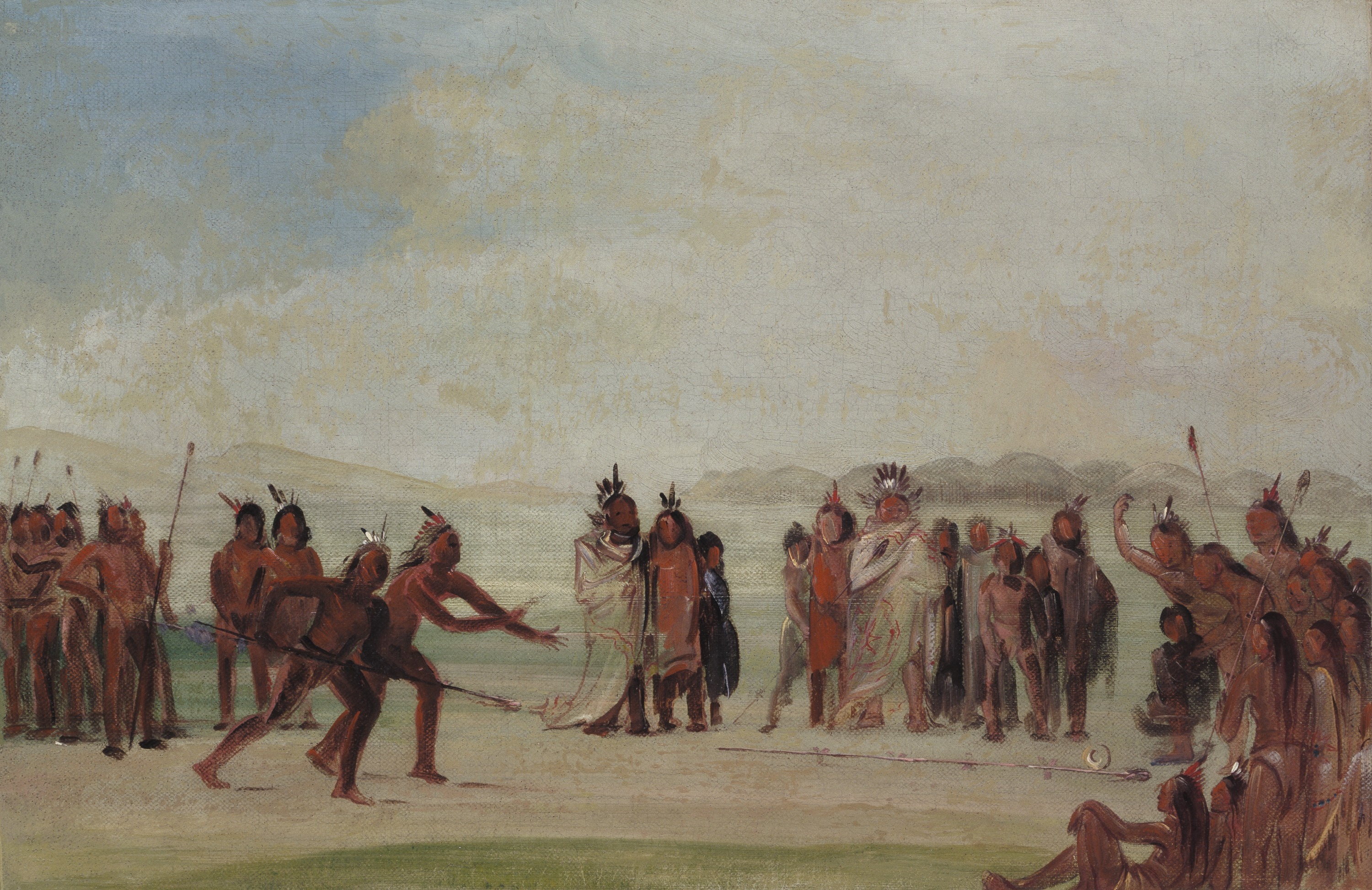 George Catlin, Tchung-kee, a Mandan Game Played with a Ring and Pole