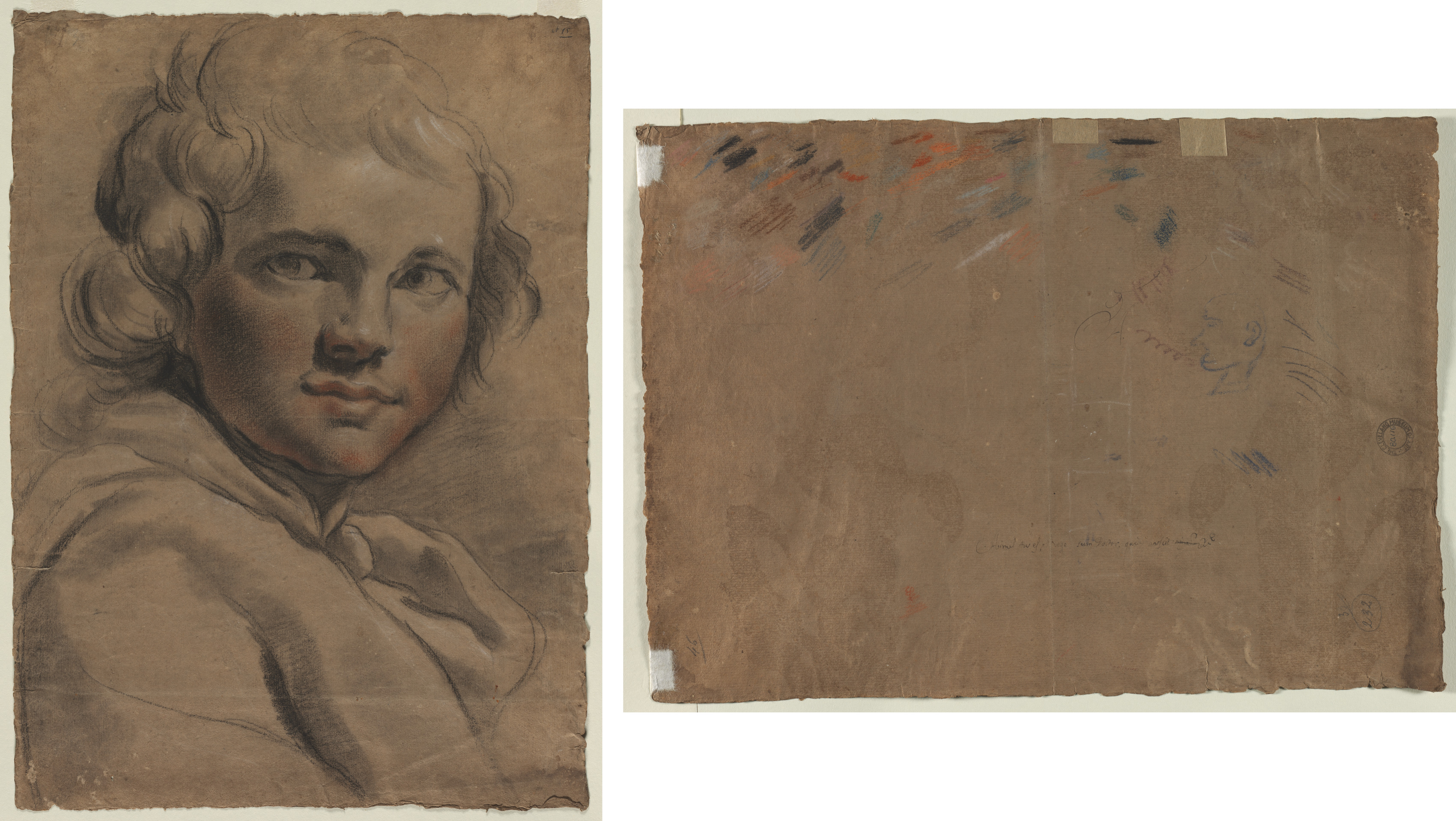 Gaetano Gandolfi, Head of a Young Man (recto) Sketch of a Head (verso)