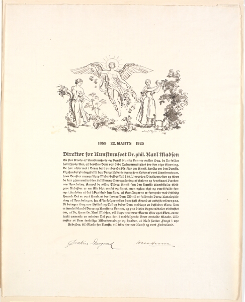 Joakim Skovgaard, Allegorisk tegning på adresse til museumsdirektør Karl Madsen i anledning af dennes 70-års dag d.22.3. 1925.