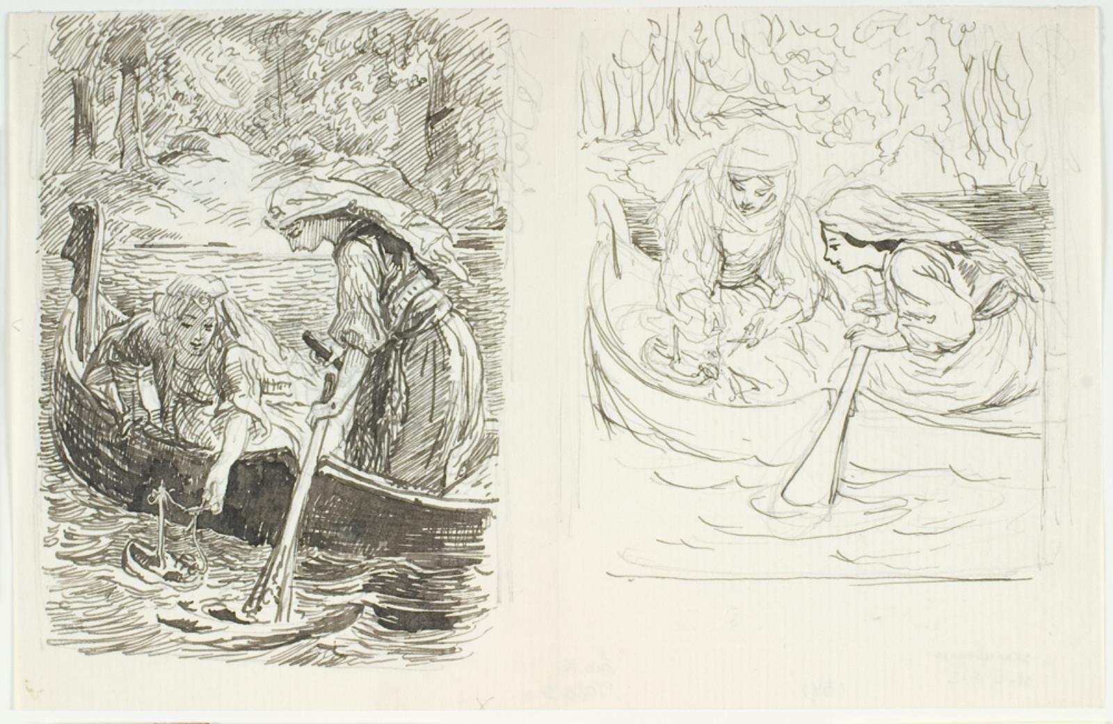 Lorenz Frølich, To illustrationsudkast til H.C. Andersen, Skarnbassen