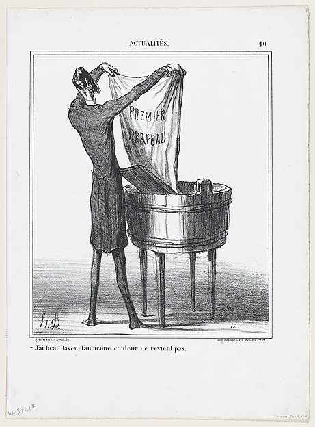 Honoré Daumier, I can wash as much as I want, the old color won't come back, from 'News of the day,' published in "Le Charivari"