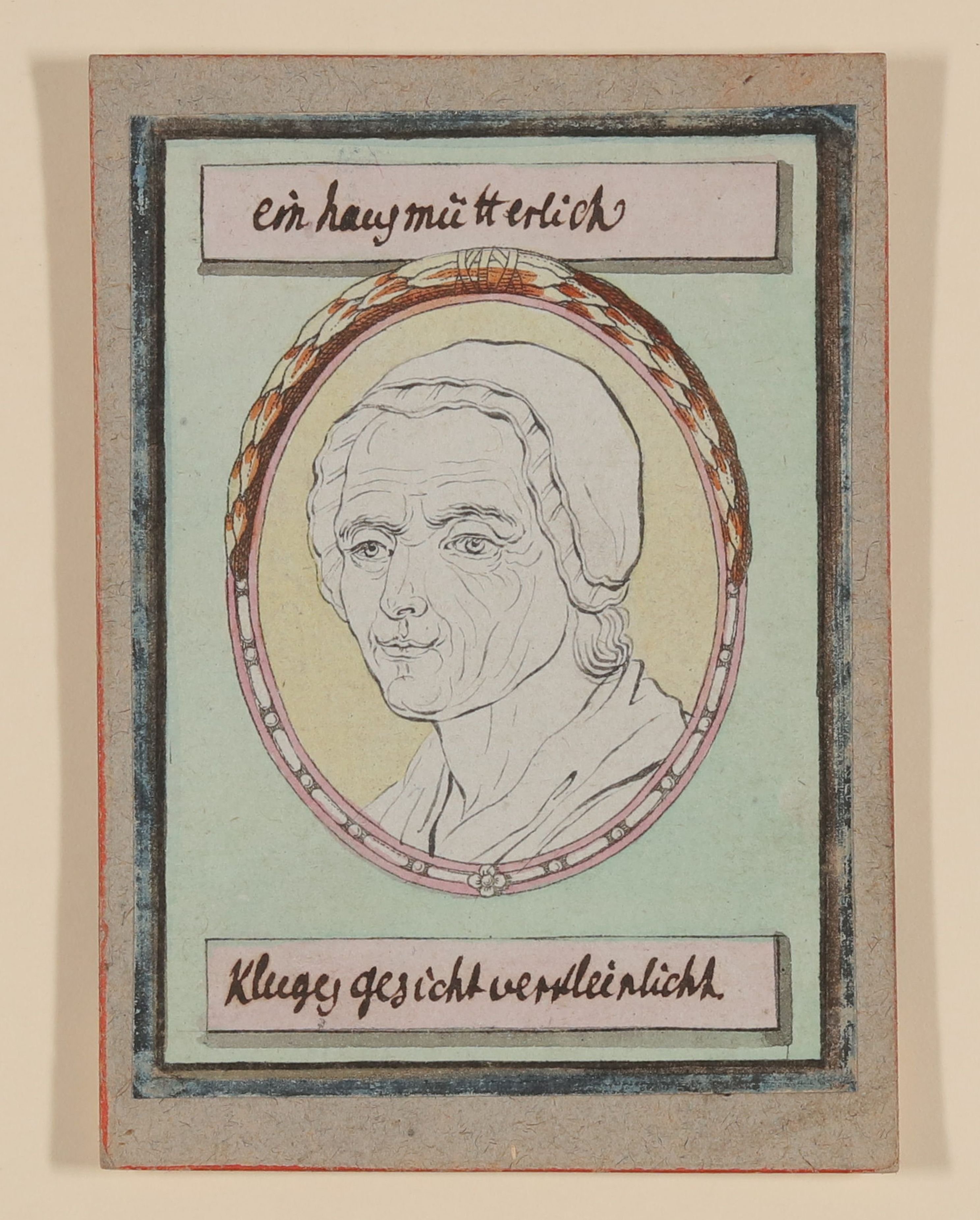 Johann Caspar Lavater, "Ein hausmütterlich kluges Gesicht verkleinlicht" [Teil der Serie "Umrisse Koepfe"]