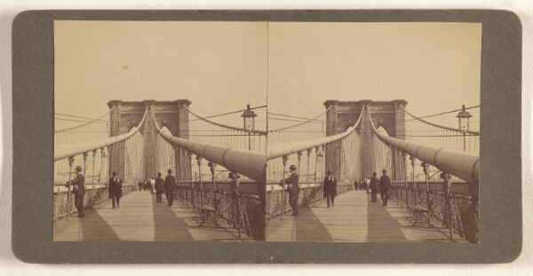 Unknown, [East River Bridge, between N.Y. City and Brooklyn. Looking toward Brooklyn]