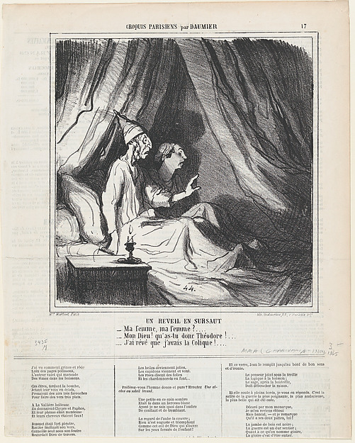 Honoré Daumier, A sudden awakening, from 'Parisian sketches,' published in Le Charivari, November 1, 1865