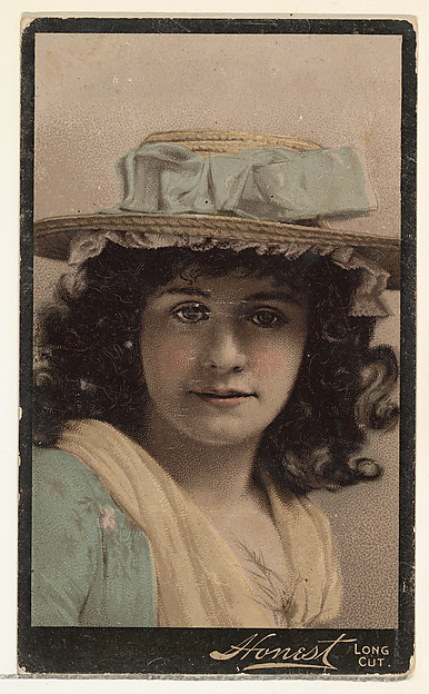 W. Duke, Sons & Co., Actress wearing straw hat with blue ribbons, from Stars of the Stage, Third Series (N131) issued by Duke Sons & Co. to promote Honest Long Cut Tobacco