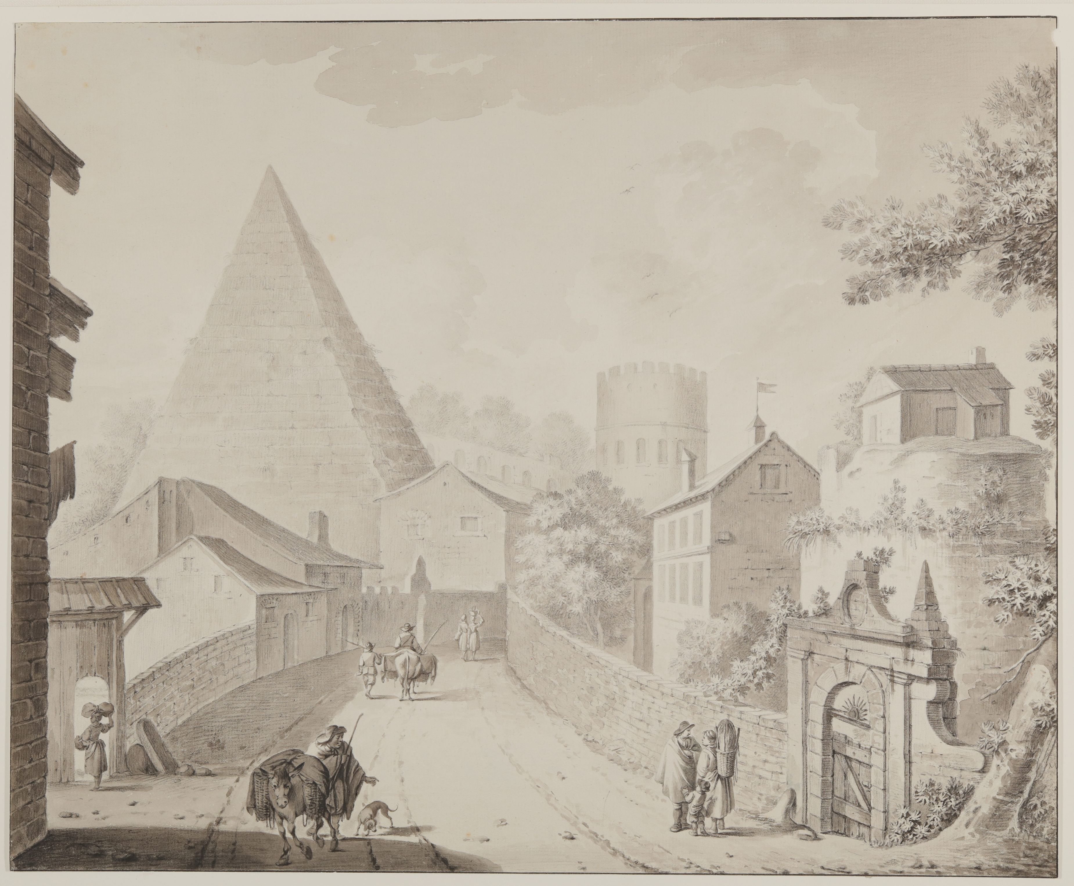 Jacobus Johannes Lauwers, Porta San Paolo mit der Cestius-Pyramide in Rom