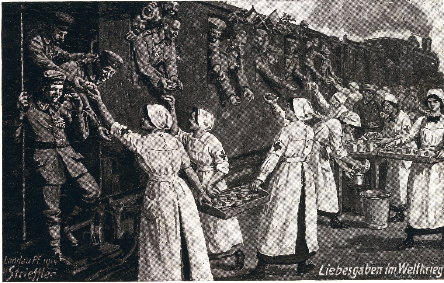 Heinrich Strieffler, Bildpostkarte "Liebesgaben im Weltkrieg"