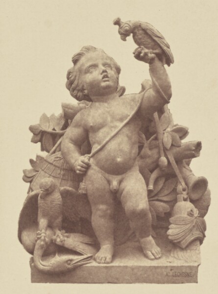 Édouard Baldus, ["La Chasse", Sculpture by Auguste Jean Baptiste Lechesne, Decoration of the Louvre, Paris]