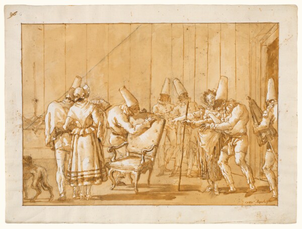 Giovanni Domenico Tiepolo, Punchinello is Helped to a Chair