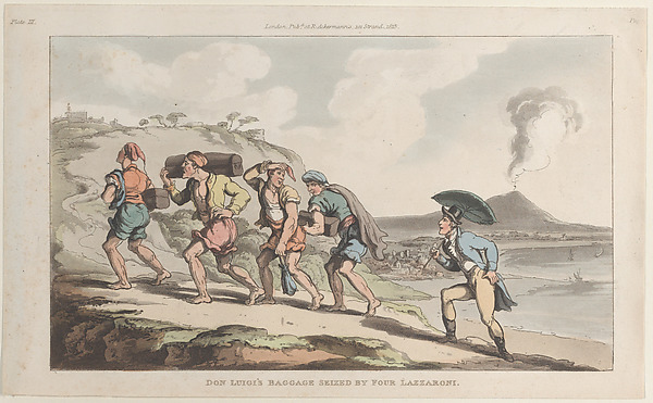 Thomas Rowlandson, Don Luigi's Baggage Seized by Four Lazzaroni