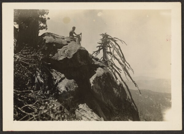 Louis Fleckenstein, [Hiker Seated on Boulder]