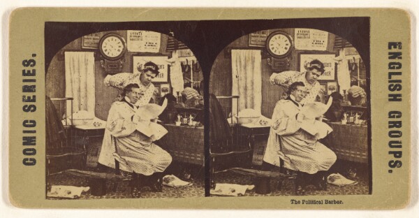 Unknown, The Political Barber. [Comic Series. English Groups.]