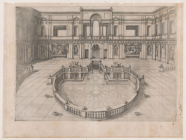 Anonymous, Great Hall within the Villa of Pope Julius, from "Speculum Romanae Magnificentiae"