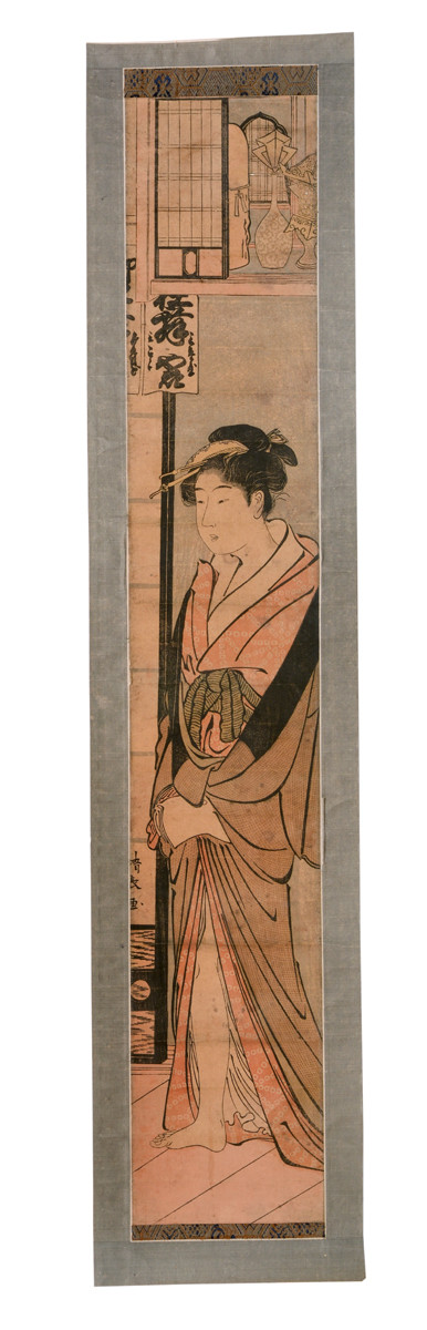 Torii Kiyonaga, Kurtisane vor einem Hausschrein