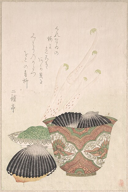 Unidentified artist, Bowl with Black Shells and Udo Plant