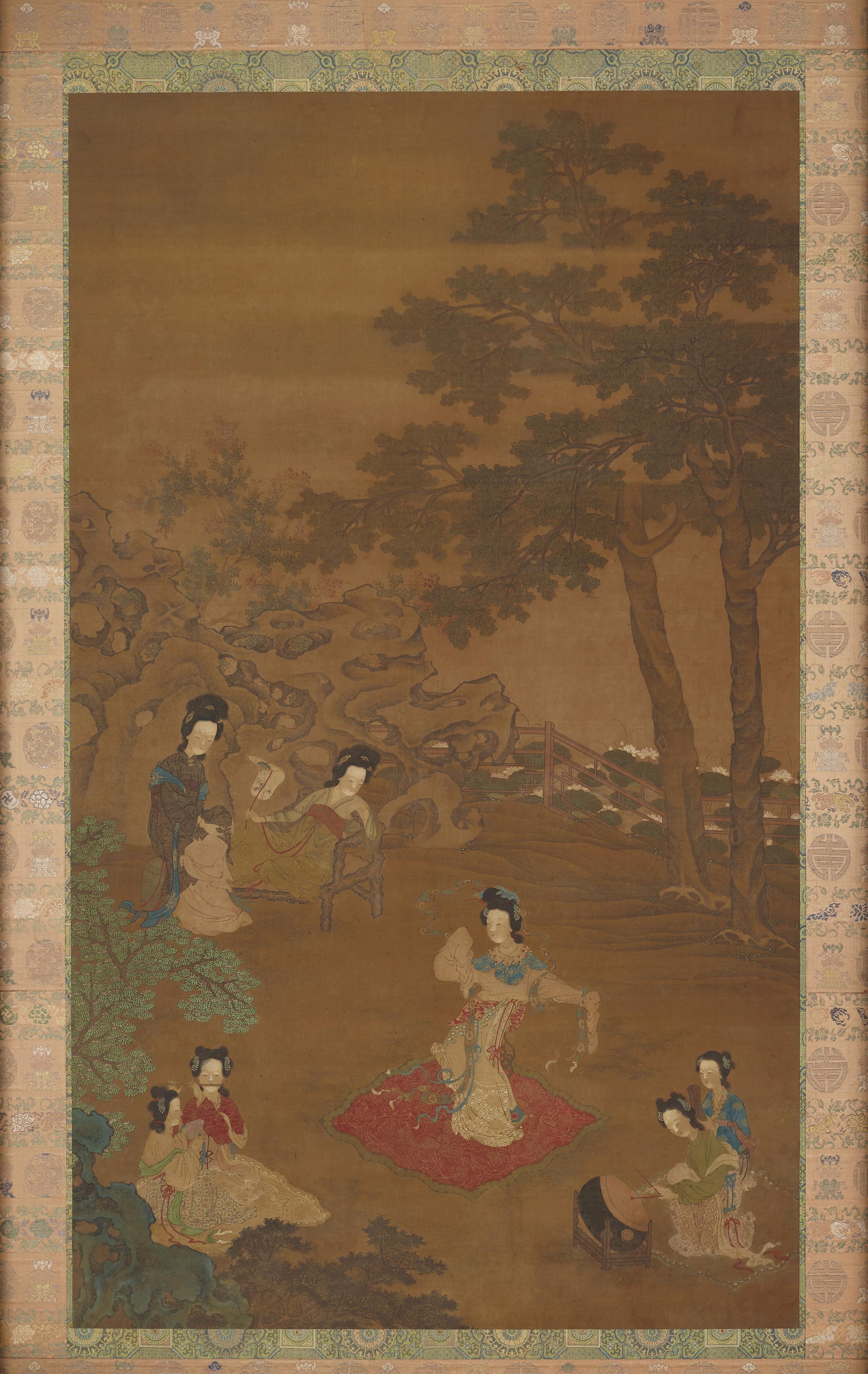 Formerly attributed to Zhou Wenju, Dancer and musicians in a garden