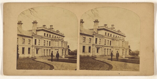 Unknown, [English manor, two men on lawn]