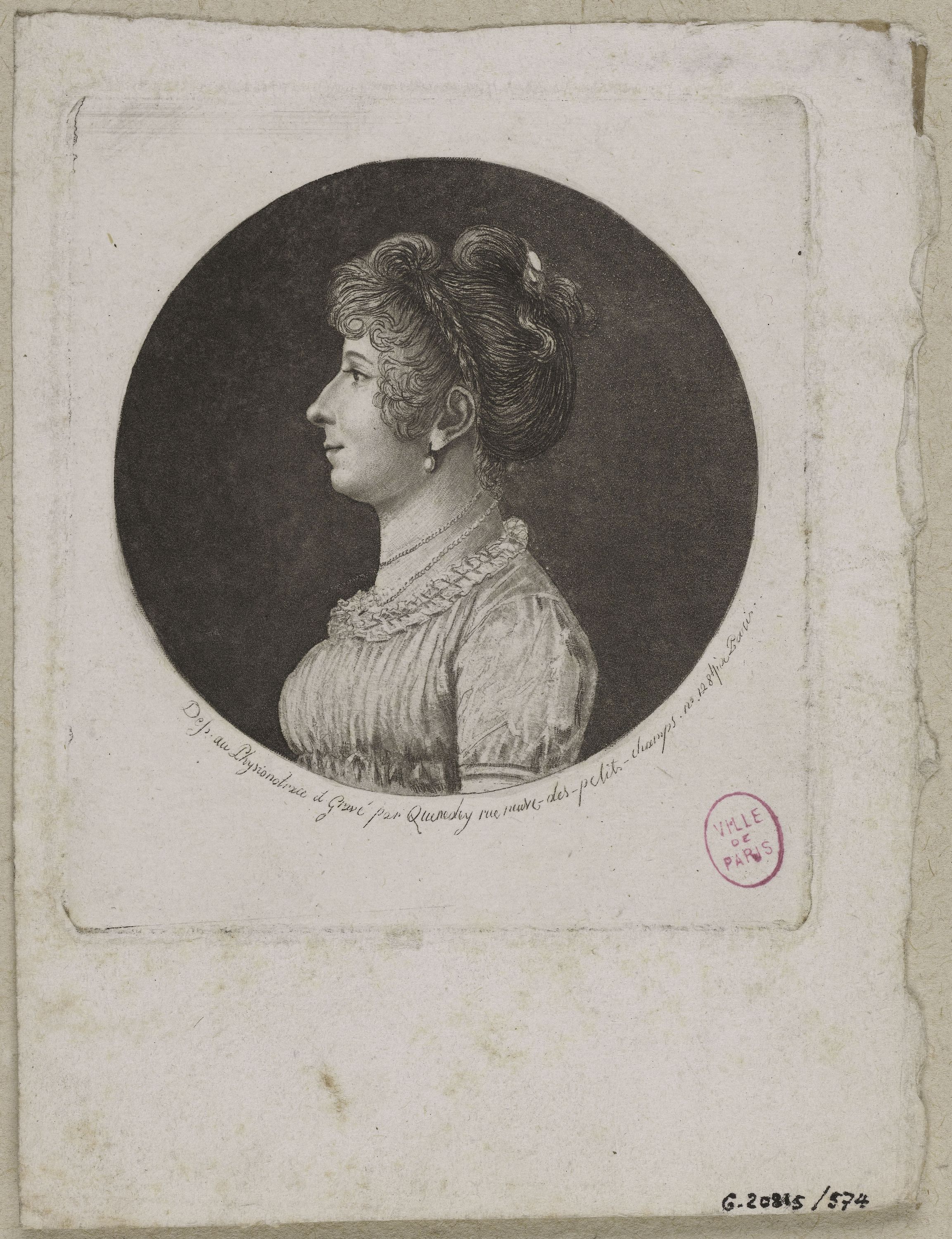 Edmé Quenedey, Portrait d'une femme, fin XVIIIème siècle/début XIXème siècle
