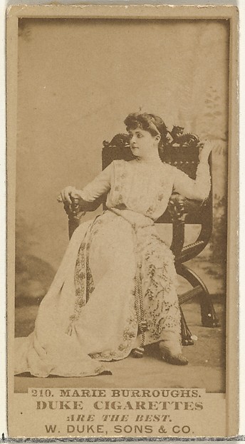 W. Duke, Sons & Co., Card Number 210, Marie Burroughs, from the Actors and Actresses series (N145-7) issued by Duke Sons & Co. to promote Duke Cigarettes