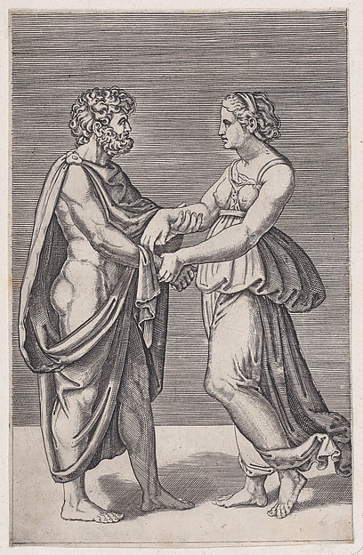 Agostino Veneziano (Agostino dei Musi), Man and Woman Holding Hands
