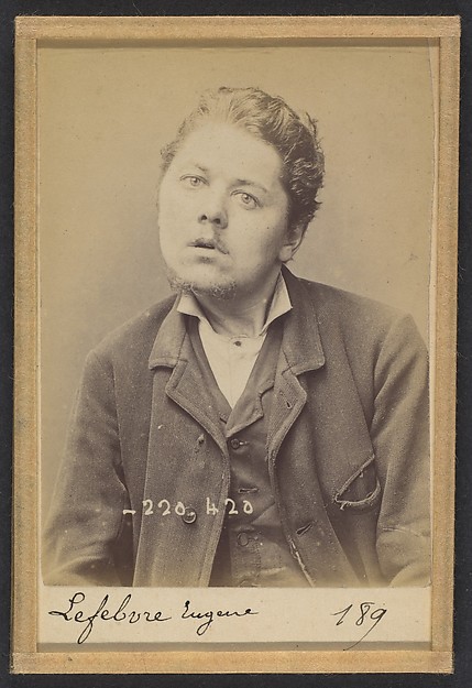 Alphonse Bertillon, Lefebvre. Eugène, Anatole. 28 ans, né le 2/7/66 à St Pierre (Eure). Sculpteur sur bois. Anarchiste. 2/7/94.