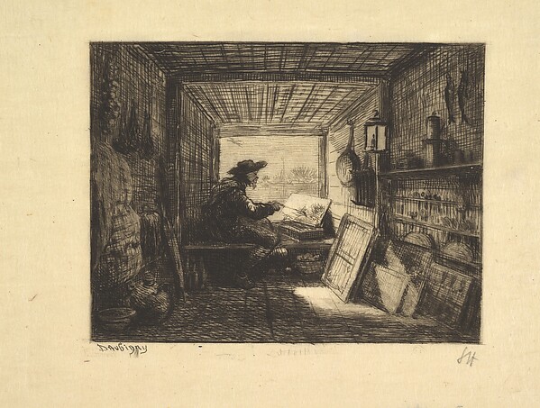 Charles-François Daubigny, The Boat Studio, plate 11 from "Voyage en Bateau"