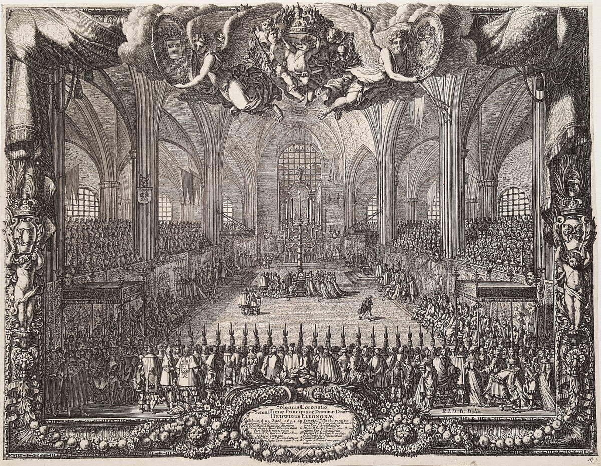 Anonym, Krönung der Prinzessin Hedwig Eleonora von Holstein-Gottorf zur Königin von Schweden am 25. Oktober 1654 in der Domkirche in Stockholm