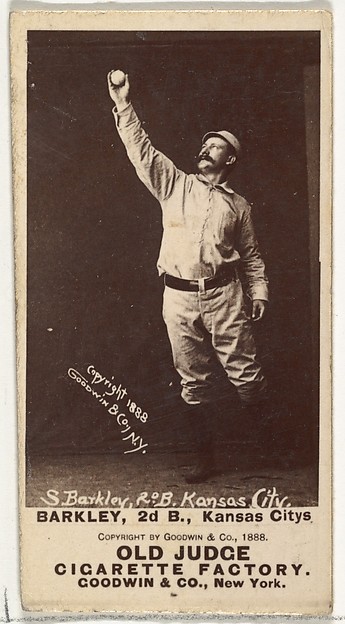Goodwin & Company, Samuel E. "Sam" Barkley, 2nd Base, Kansas City Cowboys, from the Old Judge series (N172) for Old Judge Cigarettes