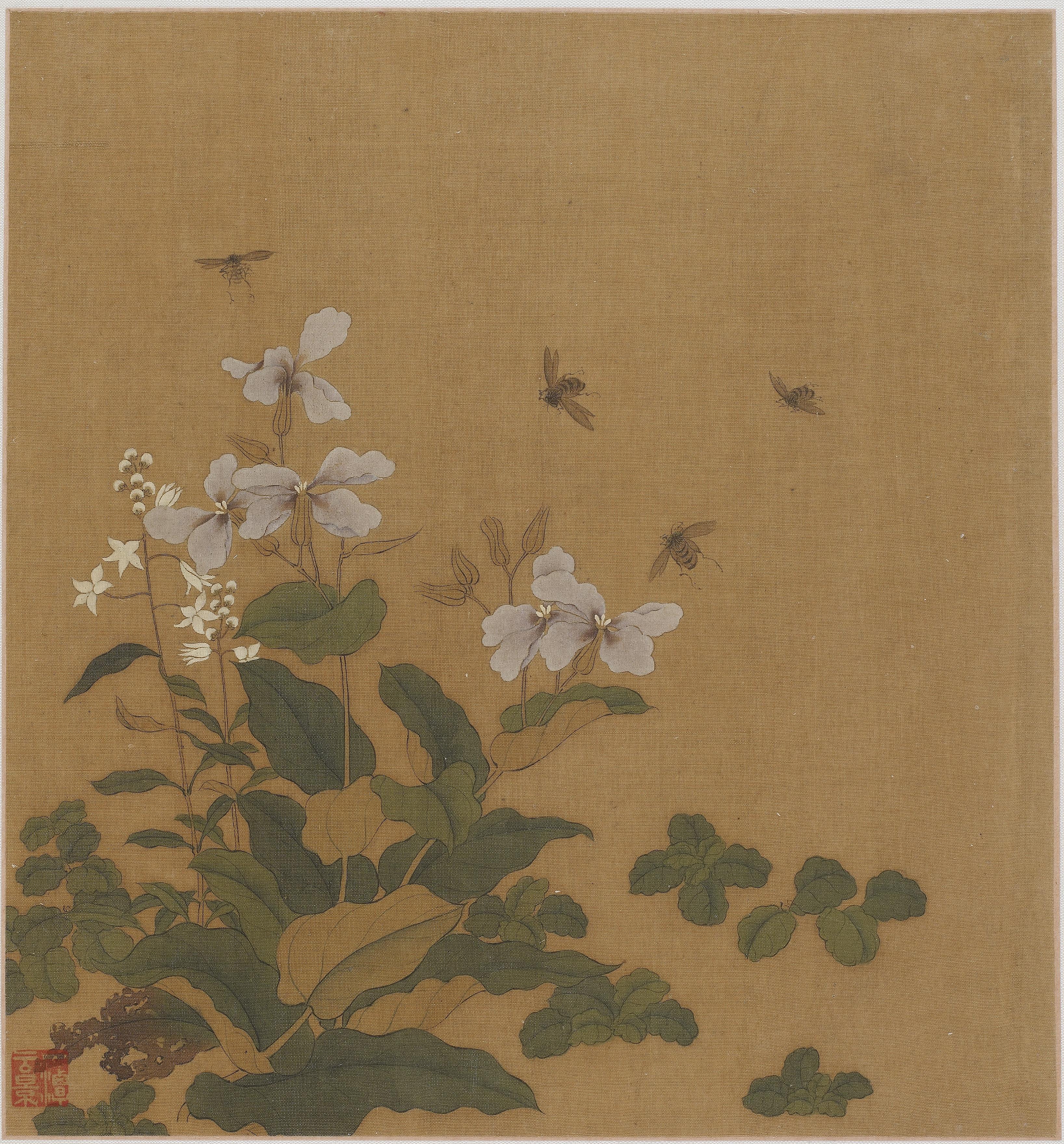 Formerly attributed to Zhao Boju, Bees hovering over flowers