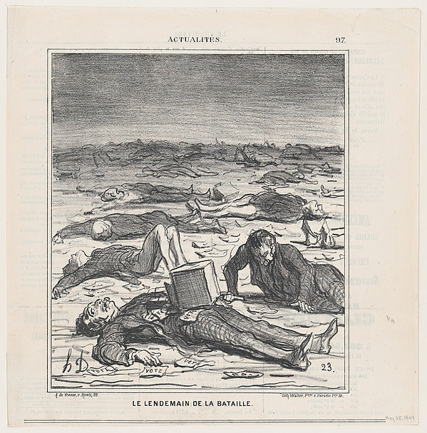 Honoré Daumier, The day after the battle, from 'News of the day,' published in Le Charivari, May 25, 1869