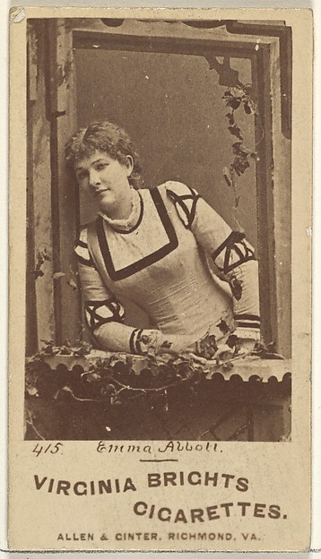 Allen & Ginter, Card 415, Emma Abbott, from the Actors and Actresses series (N45, Type 1) for Virginia Brights Cigarettes