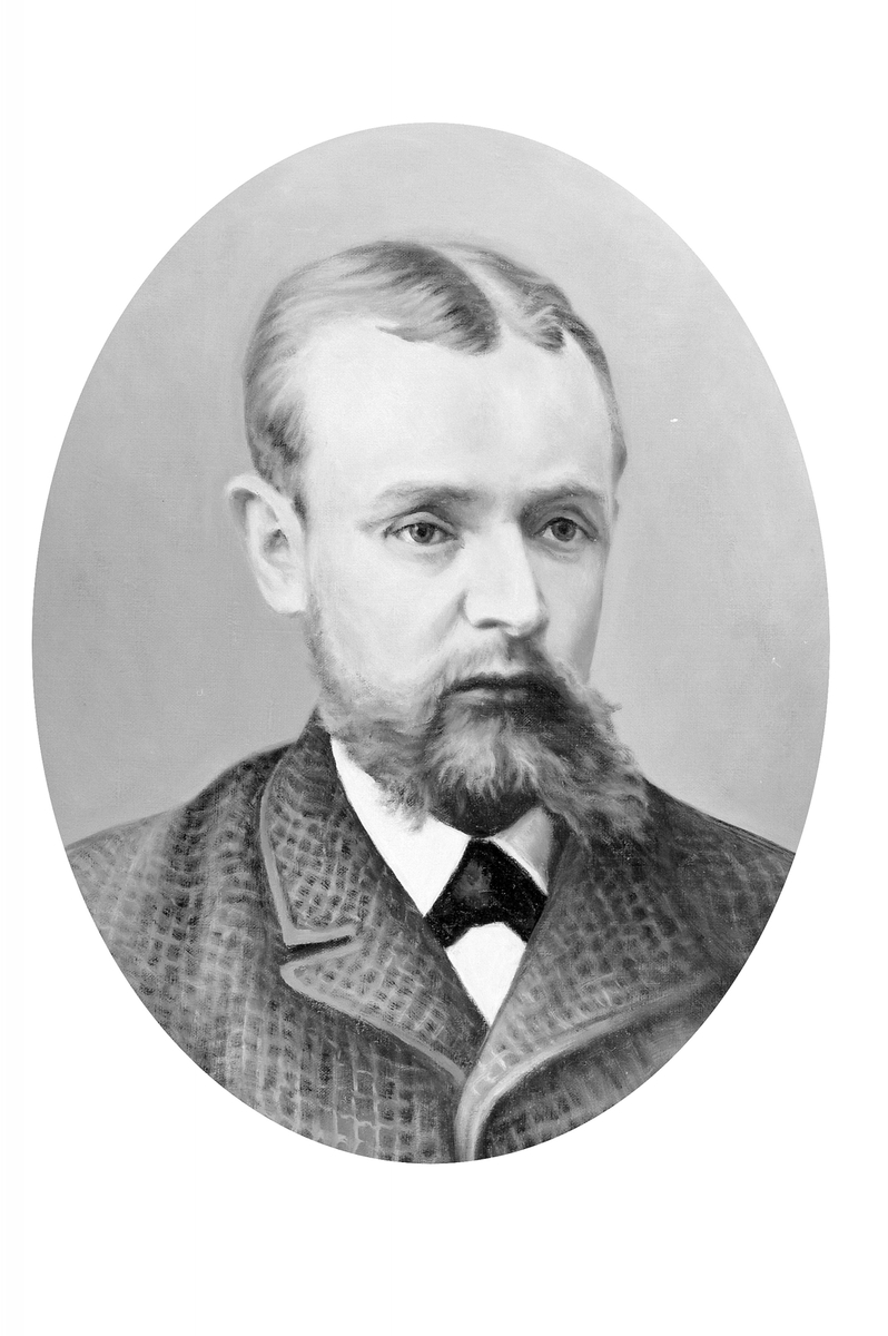 Anno Domkirkeodden, MALERI: PORTRETT: EDVART HOLT FØDT: 1862 SKEDSMO - DØD :1910 TRONDHEIM, ANSATT PÅ KLEVFOS FRA CA:1890-1908, MEDLEM AV KOMMUNESTYRET LØITEN 1898-198. VARAORDFØRER FRA 1904. ORDFØRER FRA 1908 FOR LØITEN ARBEIDER-FORENING "ARBEIDERDEMOKRAT". Løten. Ådalsbruk.