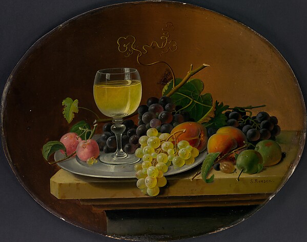 Severin Roesen, Still Life Fruit and Wine Glass