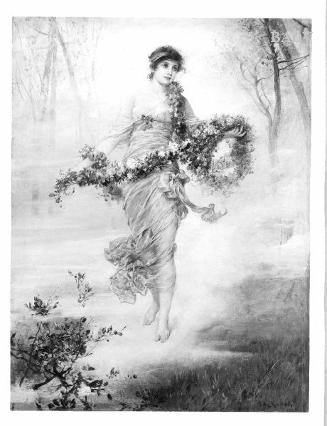 Friedrich August von Kaulbach, girl with flower-wreaths